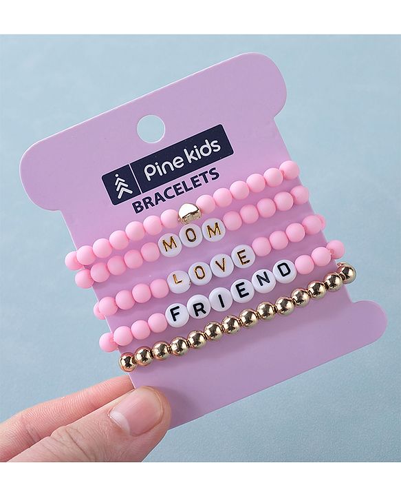 Pine Kids Free Size Bracelets Pack of 5-  Pink