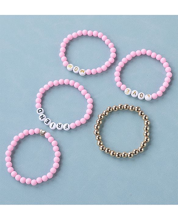 Pine Kids Free Size Bracelets Pack of 5-  Pink