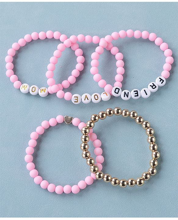 Pine Kids Free Size Bracelets Pack of 5-  Pink