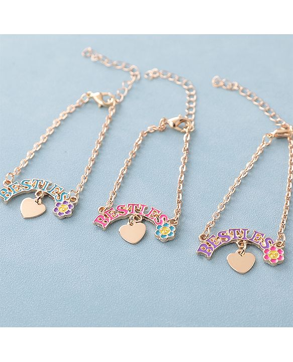 Pine Kids Free Size Bracelets Bestie Design Pack of 3- Multicolor