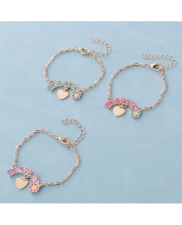 Pine Kids Free Size Bracelets Bestie Design Pack of 3- Multicolor