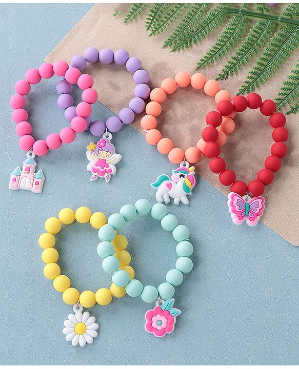 Babyhug Free Size Bracelets Floral Design Pack of 6- Multicolor