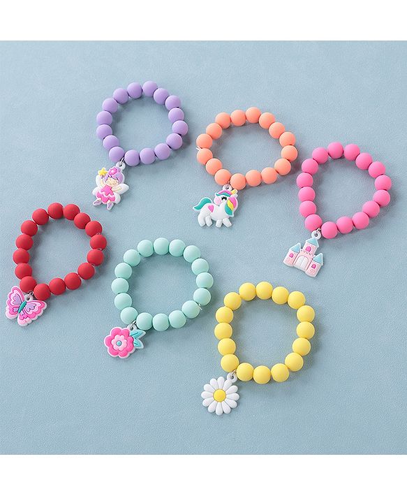 Babyhug Free Size Bracelets Floral Design Pack of 6- Multicolor