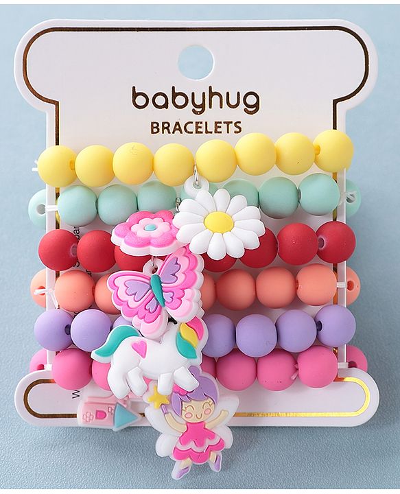 Babyhug Free Size Bracelets Floral Design Pack of 6- Multicolor