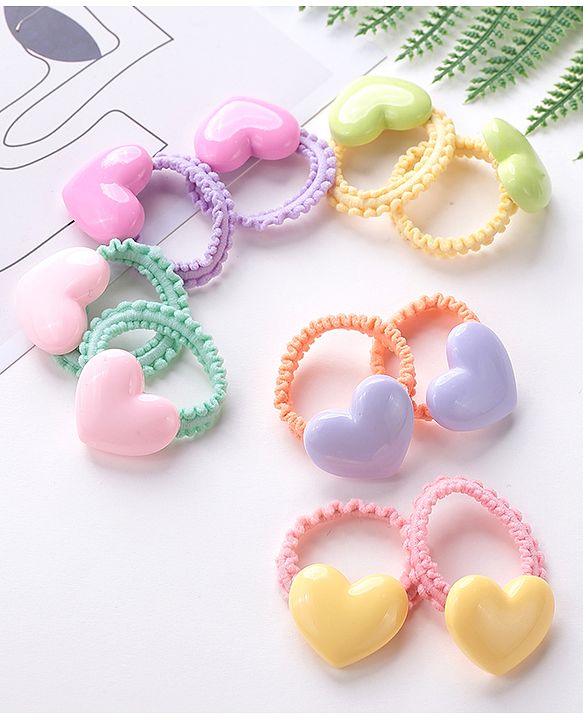 Babyhug Rubber Bands & Scrunchies Sets Pack of 10 - Orange & Yellow