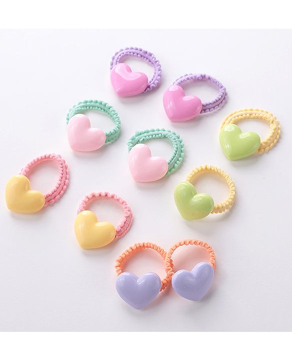 Babyhug Rubber Bands & Scrunchies Sets Pack of 10 - Orange & Yellow