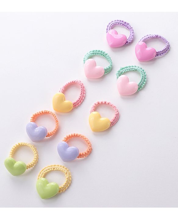 Babyhug Rubber Bands & Scrunchies Sets Pack of 10 - Orange & Yellow