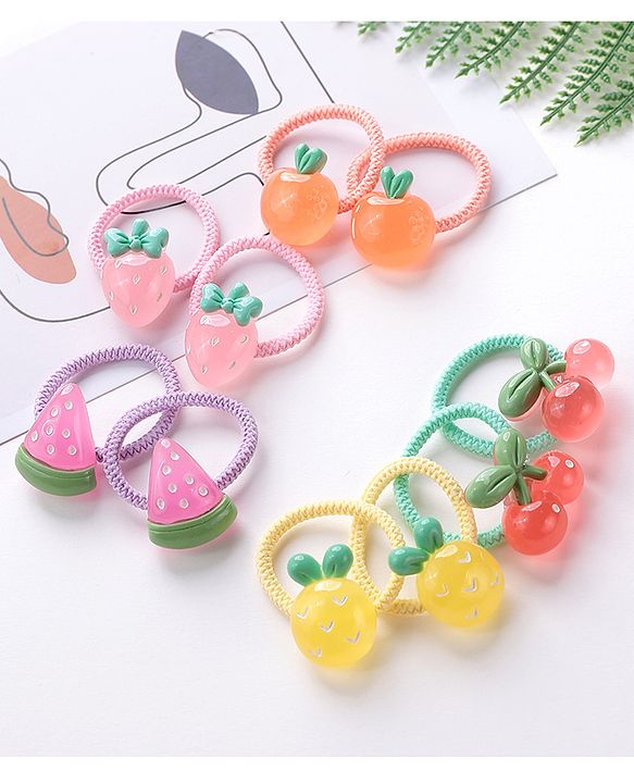 Babyhug Rubber Bands & Scrunchies Sets Pack of 10 - Green & Yellow