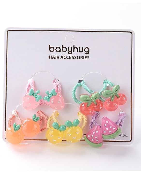 Babyhug Rubber Bands & Scrunchies Sets Pack of 10 - Green & Yellow