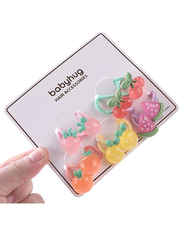 Babyhug Rubber Bands & Scrunchies Sets Pack of 10 - Green & Yellow