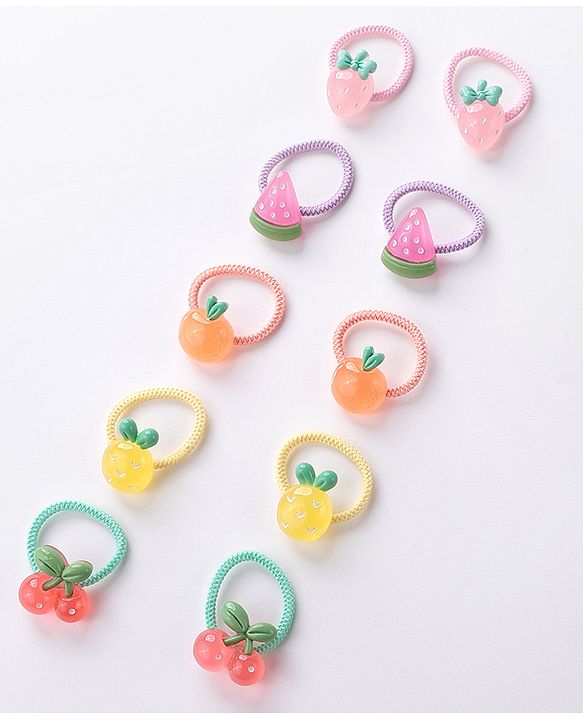 Babyhug Rubber Bands & Scrunchies Sets Pack of 10 - Green & Yellow
