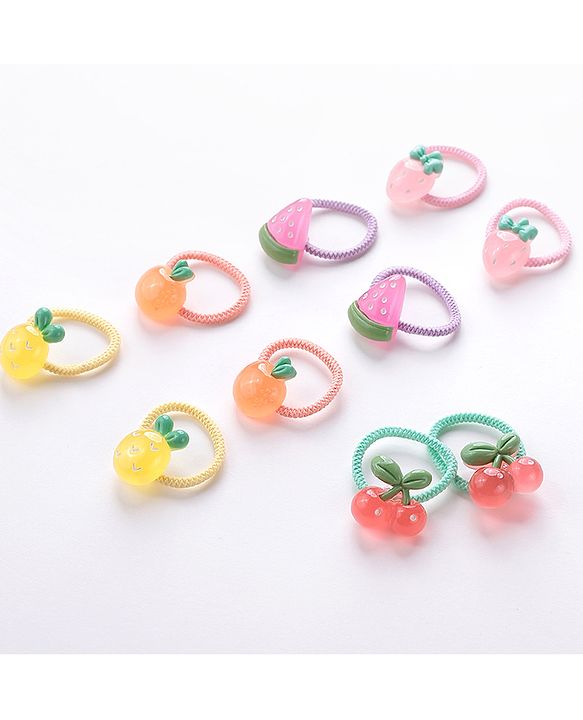 Babyhug Rubber Bands & Scrunchies Sets Pack of 10 - Green & Yellow
