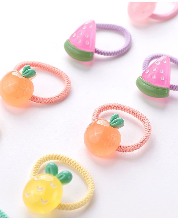 Babyhug Rubber Bands & Scrunchies Sets Pack of 10 - Green & Yellow