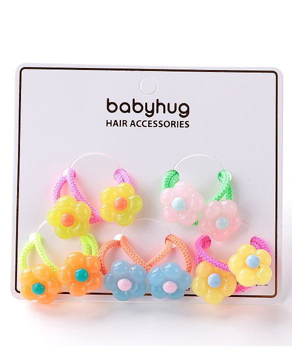 Babyhug Rubber Bands & Scrunchies Sets Pack of 10 - Pink & Orange