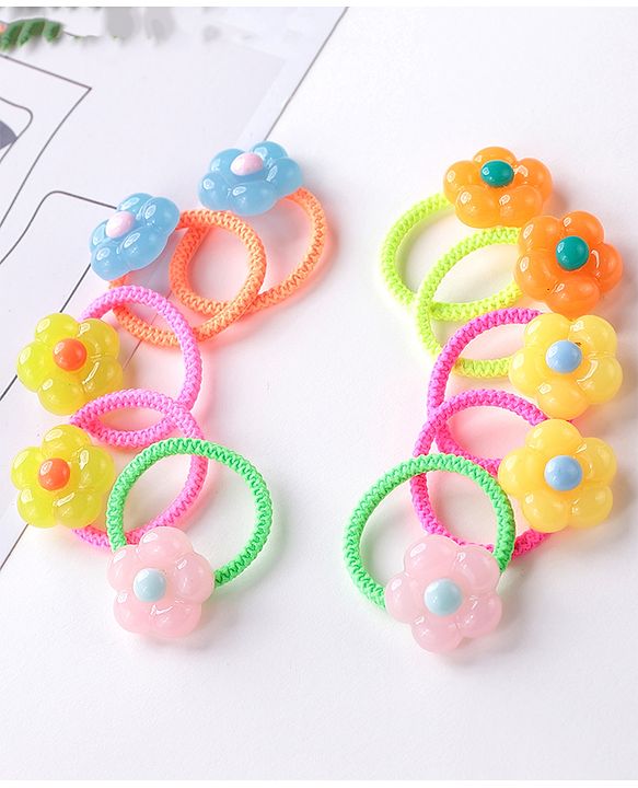 Babyhug Rubber Bands & Scrunchies Sets Pack of 10 - Pink & Orange