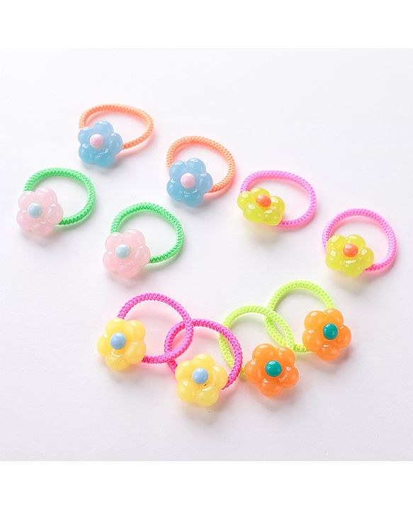 Babyhug Rubber Bands & Scrunchies Sets Pack of 10 - Pink & Orange