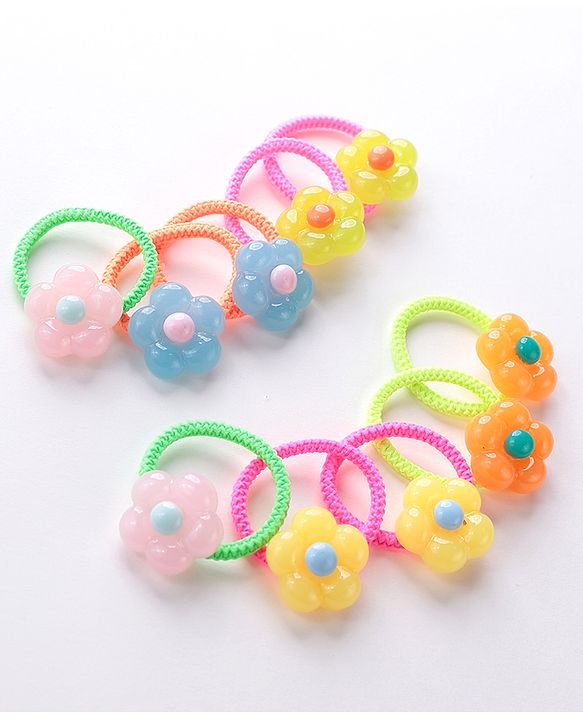 Babyhug Rubber Bands & Scrunchies Sets Pack of 10 - Pink & Orange