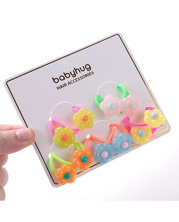 Babyhug Rubber Bands & Scrunchies Sets Pack of 10 - Pink & Orange