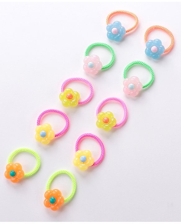 Babyhug Rubber Bands & Scrunchies Sets Pack of 10 - Pink & Orange