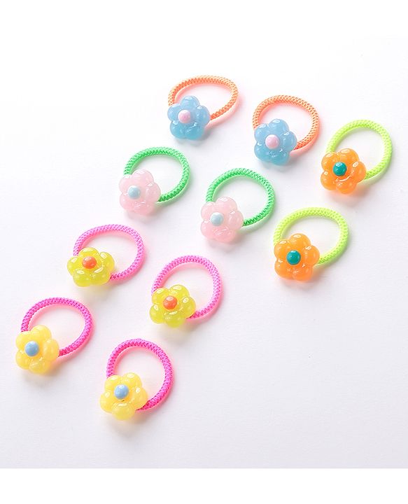 Babyhug Rubber Bands & Scrunchies Sets Pack of 10 - Pink & Orange