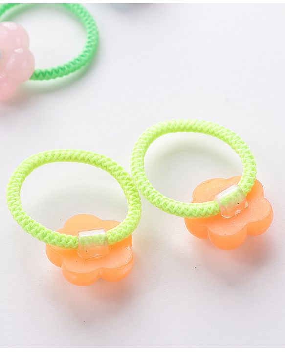 Babyhug Rubber Bands & Scrunchies Sets Pack of 10 - Pink & Orange