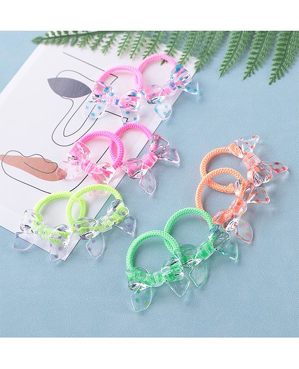 Babyhug Rubber Bands & Scrunchies Sets Pack of 10 - Pink & Green