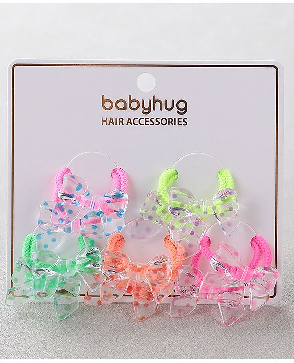 Babyhug Rubber Bands & Scrunchies Sets Pack of 10 - Pink & Green