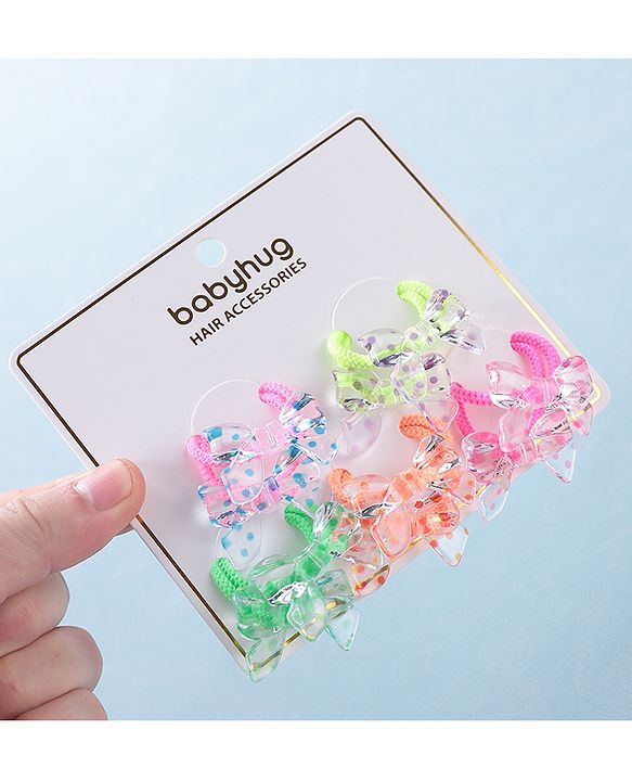 Babyhug Rubber Bands & Scrunchies Sets Pack of 10 - Pink & Green