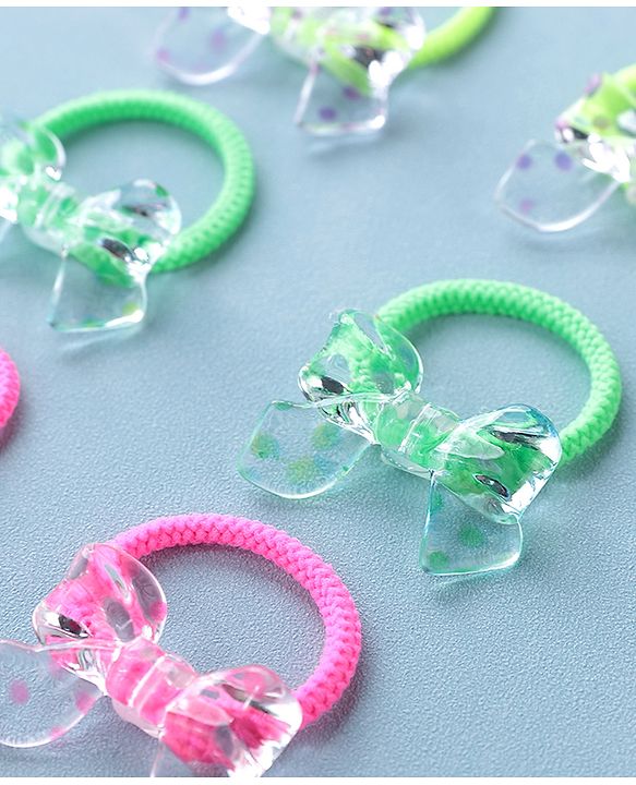 Babyhug Rubber Bands & Scrunchies Sets Pack of 10 - Pink & Green