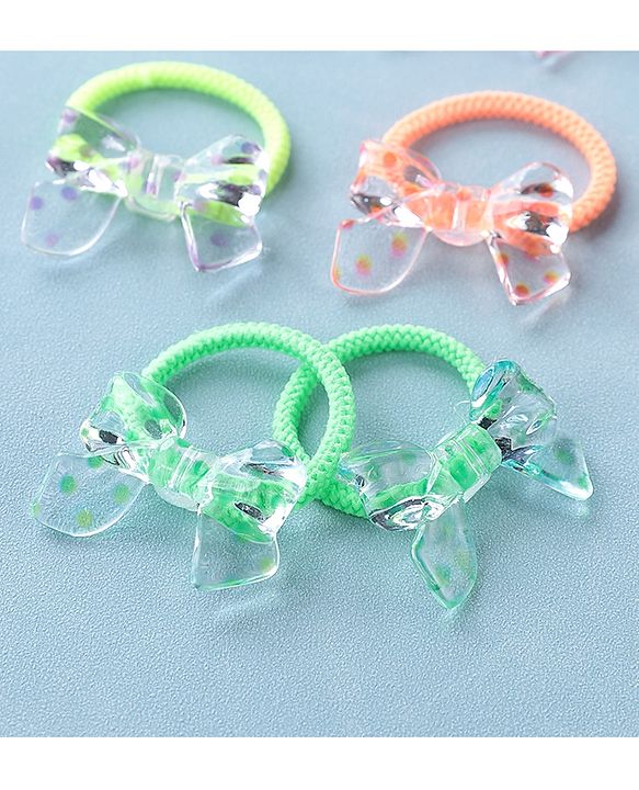 Babyhug Rubber Bands & Scrunchies Sets Pack of 10 - Pink & Green