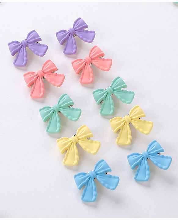Babyhug Free Size Hair Clips Bow & Butterfly Clips  Pack of 10 - Multicolor