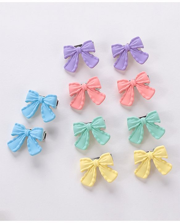 Babyhug Free Size Hair Clips Bow & Butterfly Clips  Pack of 10 - Multicolor