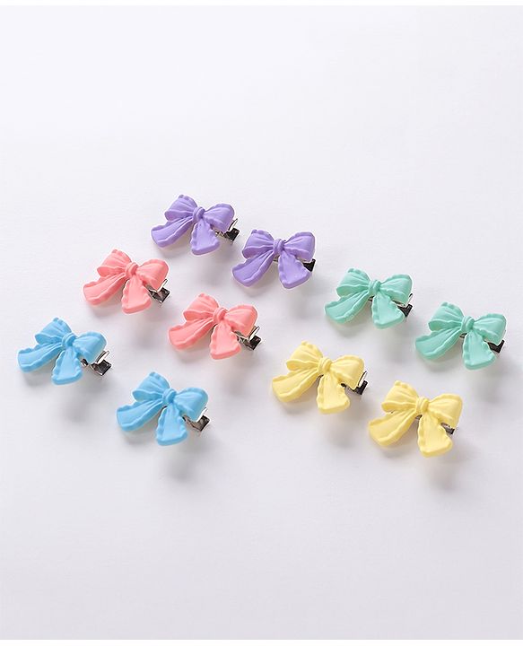 Babyhug Free Size Hair Clips Bow & Butterfly Clips  Pack of 10 - Multicolor
