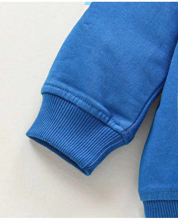 Babyhug Full Sleeves Winter Wear Hooded T-Shirt Text Print - Blue