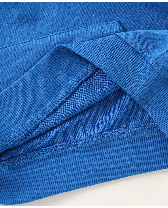 Babyhug Full Sleeves Winter Wear Hooded T-Shirt Text Print - Blue