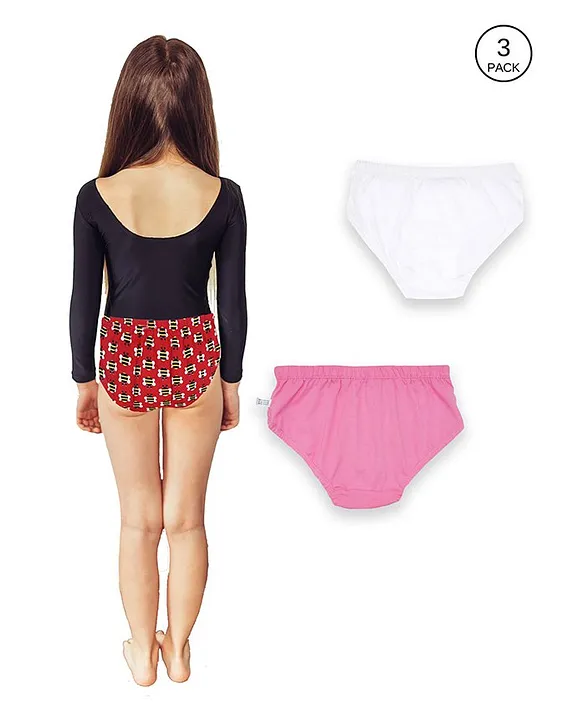 Buy Dchica Set Of 3 Soft Cotton Panties For Tween & Teen Red White & Pink  for Girls (9-10Years) Online in India, Shop at  - 12108465