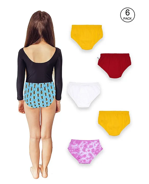D'chica Set Of 6 Soft Cotton Panties For Tween & Teen - Multi Color