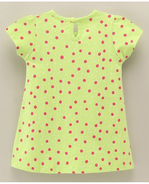 Babyug 100% Cotton Short Sleeves Frock Polka Dot Print- Green