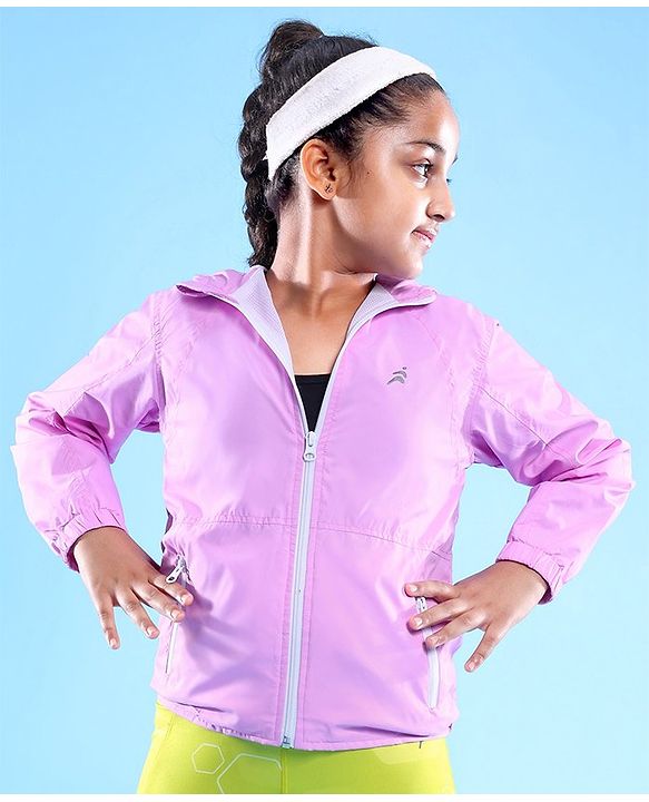 Pine Active Woven Athleisure Full Sleeves Hooded Windbreaker - Pink