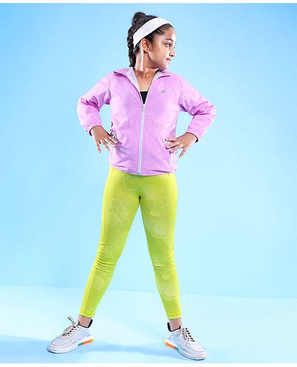 Pine Active Woven Athleisure Full Sleeves Hooded Windbreaker - Pink