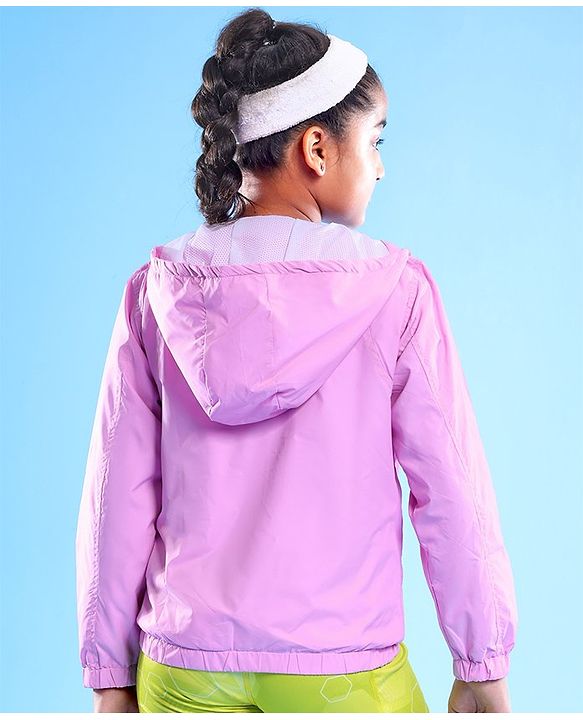 Pine Active Woven Athleisure Full Sleeves Hooded Windbreaker - Pink