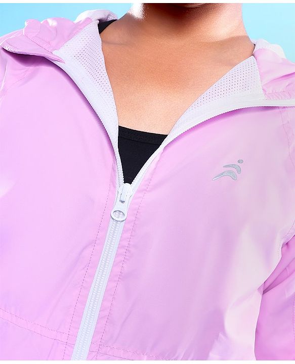 Pine Active Woven Athleisure Full Sleeves Hooded Windbreaker - Pink