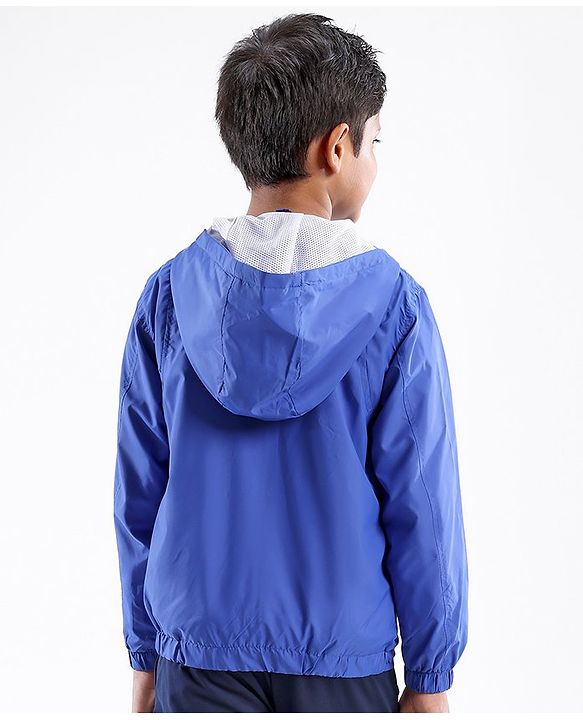 Pine Active Woven Athleisure Full Sleeves Hooded Windbreaker - Blue