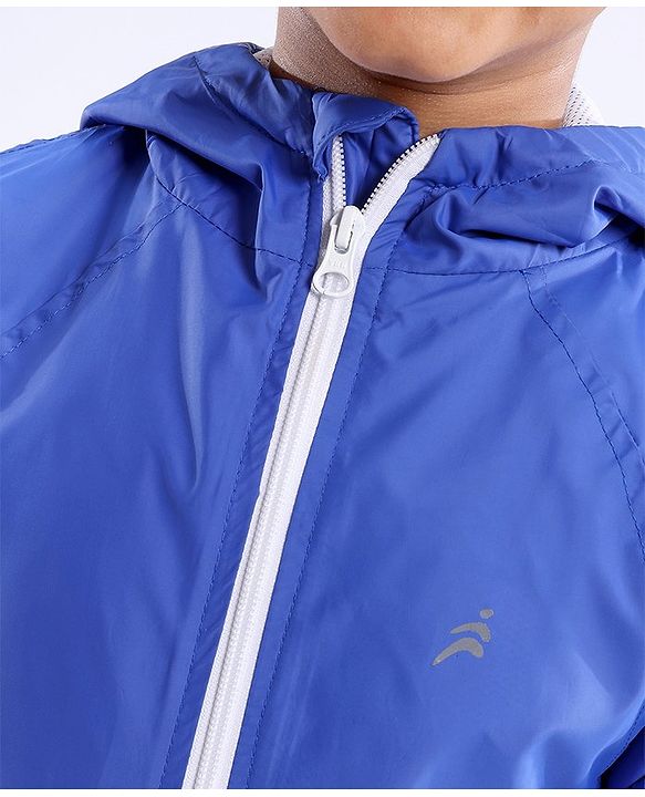 Pine Active Woven Athleisure Full Sleeves Hooded Windbreaker - Blue