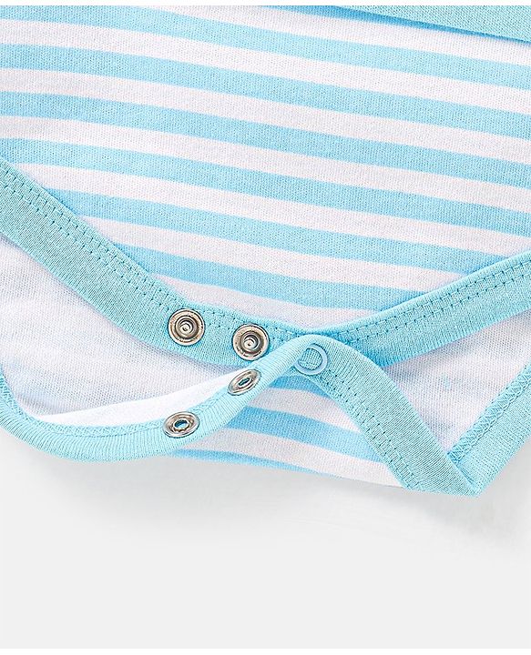 Babyhug 100% Cotton Knit Full Sleeves Onesies Cat Print - Blue