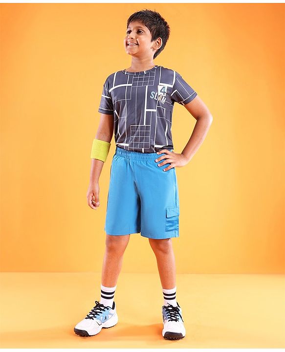 Pine Active Solid Shorts With Pocket- Blue