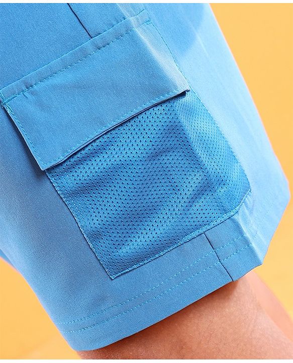 Pine Active Solid Shorts With Pocket- Blue