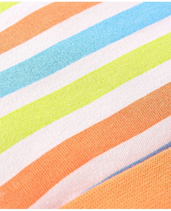 Babyhug 100%  Cotton Tie Knot Stripped Cap  Multicolour - Diameter 10.5 Cm