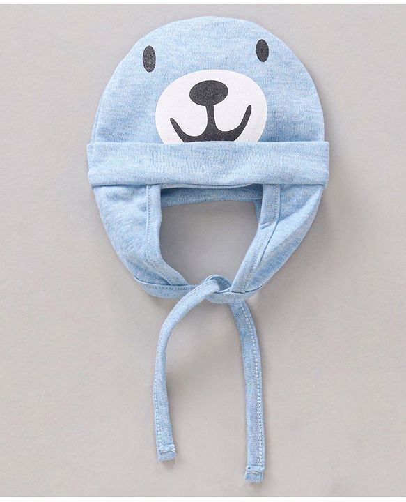 Babyhug Tie Knot Cap Dog Face Print Blue - Diameter 16 cm