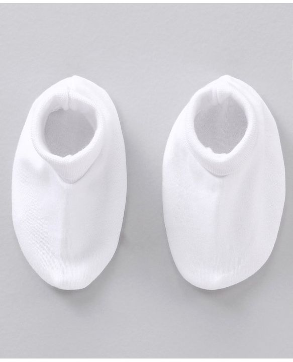 Babyhug 100% Cotton Mittens & Booties Set Solid - White
